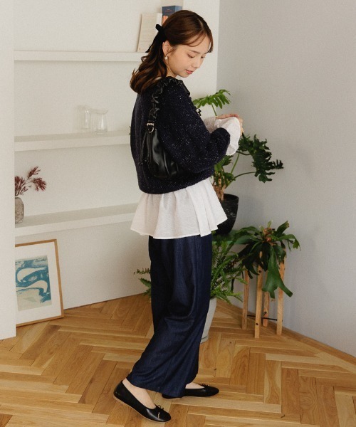 flower(フラワー)の「ルーズリータックパンツ(デニムパンツ・レディース・ネイビー/ベージュ・FREE)」の12枚目の写真