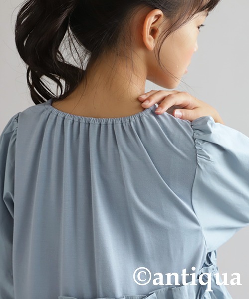 antiqua（アンティカ）の「ドッキングフレアギャザートップス（Tシャツ/カットソー・キッズ・ブルー/ブラック・160/140/150/130）」の9枚目の写真