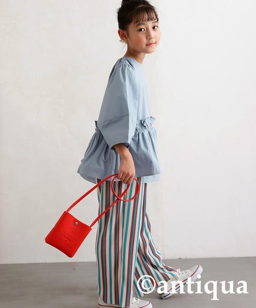 antiqua（アンティカ）の「ドッキングフレアギャザートップス（Tシャツ/カットソー・キッズ・ブルー/ブラック・160/140/150/130）」の12枚目の写真