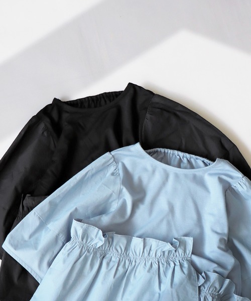 antiqua（アンティカ）の「ドッキングフレアギャザートップス（Tシャツ/カットソー・キッズ・ブルー/ブラック・160/140/150/130）」の19枚目の写真