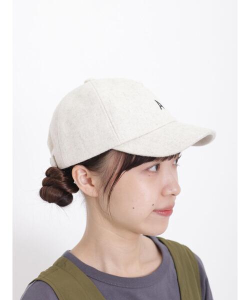 Samansa Mos2（サマンサ モスモス）の「イニシャル刺繍メルトンキャップ（ハット・レディース・モカ/オフホワイト・F）」の6枚目の写真