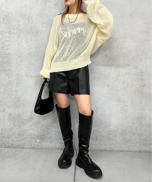 WHO'S WHO gallery（フーズフーギャラリー）の「【SLOPPY/スロッピー】シアーモヘアニット（ニット/セーター・レディース・オレンジ/サックスブルー/ブラック/グレー/アイボリー・FREE）」の9枚目の写真