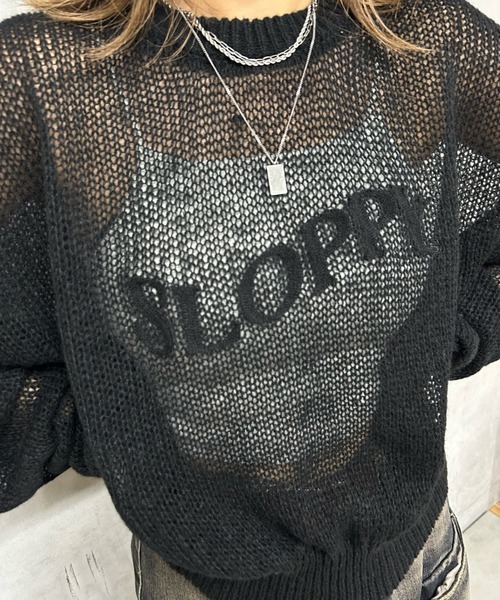 WHO'S WHO gallery（フーズフーギャラリー）の「【SLOPPY/スロッピー】シアーモヘアニット（ニット/セーター・レディース・オレンジ/サックスブルー/ブラック/グレー/アイボリー・FREE）」の10枚目の写真