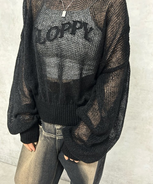 WHO'S WHO gallery（フーズフーギャラリー）の「【SLOPPY/スロッピー】シアーモヘアニット（ニット/セーター・レディース・オレンジ/サックスブルー/ブラック/グレー/アイボリー・FREE）」の11枚目の写真