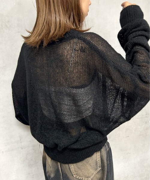 WHO'S WHO gallery（フーズフーギャラリー）の「【SLOPPY/スロッピー】シアーモヘアニット（ニット/セーター・レディース・オレンジ/サックスブルー/ブラック/グレー/アイボリー・FREE）」の12枚目の写真