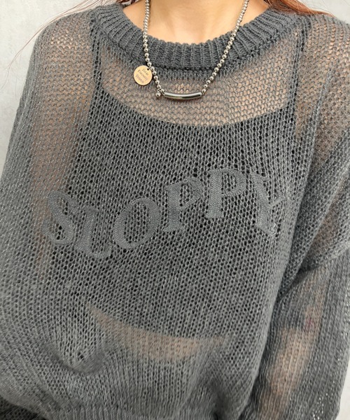 WHO'S WHO gallery（フーズフーギャラリー）の「【SLOPPY/スロッピー】シアーモヘアニット（ニット/セーター・レディース・オレンジ/サックスブルー/ブラック/グレー/アイボリー・FREE）」の18枚目の写真