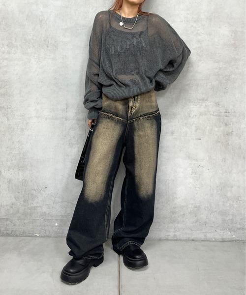 WHO'S WHO gallery（フーズフーギャラリー）の「【SLOPPY/スロッピー】シアーモヘアニット（ニット/セーター・レディース・オレンジ/サックスブルー/ブラック/グレー/アイボリー・FREE）」の20枚目の写真