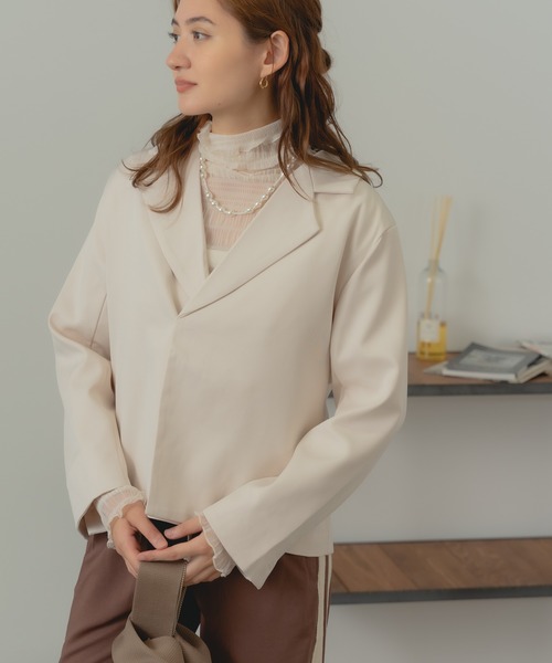 AO2(アオズ)の「Tailored jacket / ショート丈 テーラードジャケット(テーラードジャケット・レディース・アイボリー/ブラック・FREE)」の4枚目の写真