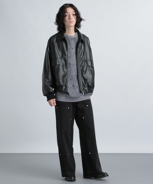 HARE（ハレ）の「ワイドダブルニーデニムパンツ(HARE)（デニムパンツ・メンズ・ブルー/ブラック・MEDIUM/SMALL）」の5枚目の写真