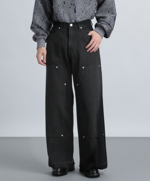 HARE（ハレ）の「ワイドダブルニーデニムパンツ(HARE)（デニムパンツ・メンズ・ブルー/ブラック・MEDIUM/SMALL）」の6枚目の写真