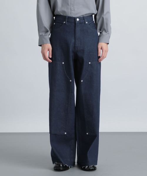 HARE（ハレ）の「ワイドダブルニーデニムパンツ(HARE)（デニムパンツ・メンズ・ブルー/ブラック・MEDIUM/SMALL）」の7枚目の写真