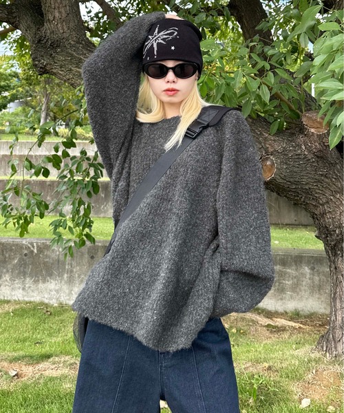 sedacle(セダクル)の「ミックスカラーブークレニット(ニット/セーター・レディース・ブラック/オレンジ/ブルー・MEDIUM/LARGE)」の2枚目の写真