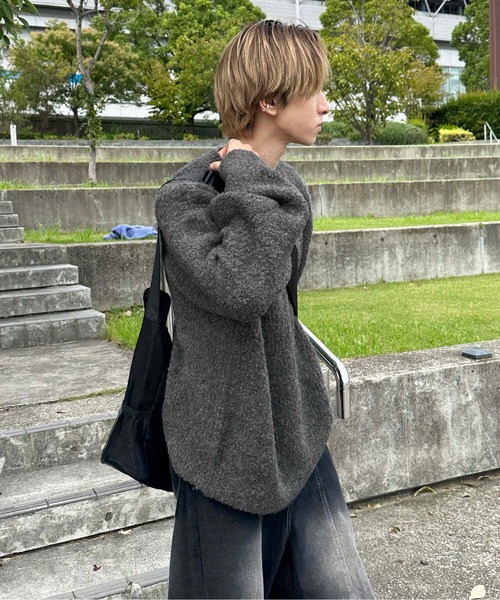 sedacle(セダクル)の「ミックスカラーブークレニット(ニット/セーター・レディース・ブラック/オレンジ/ブルー・MEDIUM/LARGE)」の4枚目の写真