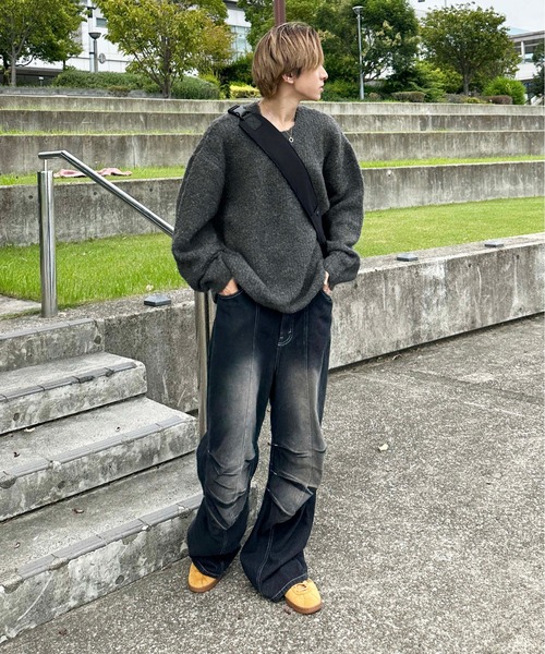 sedacle(セダクル)の「ミックスカラーブークレニット(ニット/セーター・レディース・ブラック/オレンジ/ブルー・MEDIUM/LARGE)」の5枚目の写真