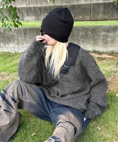 sedacle(セダクル)の「ミックスカラーブークレニット(ニット/セーター・レディース・ブラック/オレンジ/ブルー・MEDIUM/LARGE)」の7枚目の写真