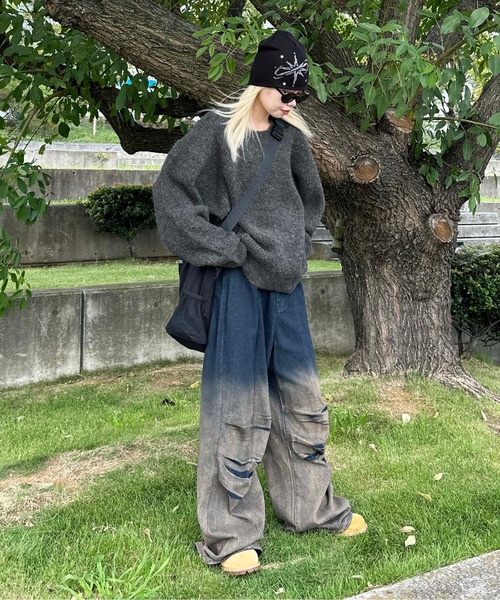 sedacle(セダクル)の「ミックスカラーブークレニット(ニット/セーター・レディース・ブラック/オレンジ/ブルー・MEDIUM/LARGE)」の8枚目の写真