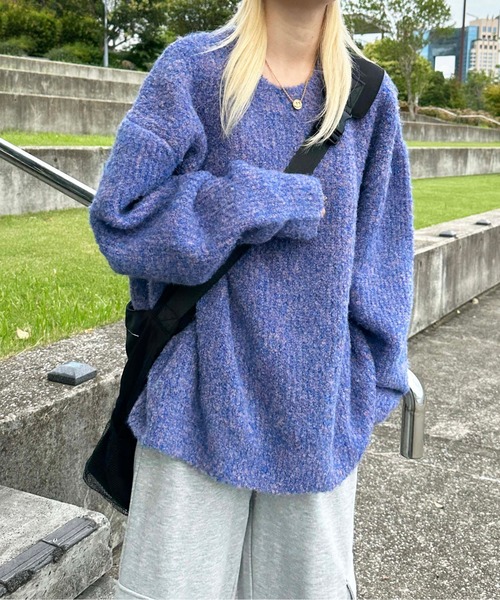 sedacle(セダクル)の「ミックスカラーブークレニット(ニット/セーター・レディース・ブラック/オレンジ/ブルー・MEDIUM/LARGE)」の11枚目の写真