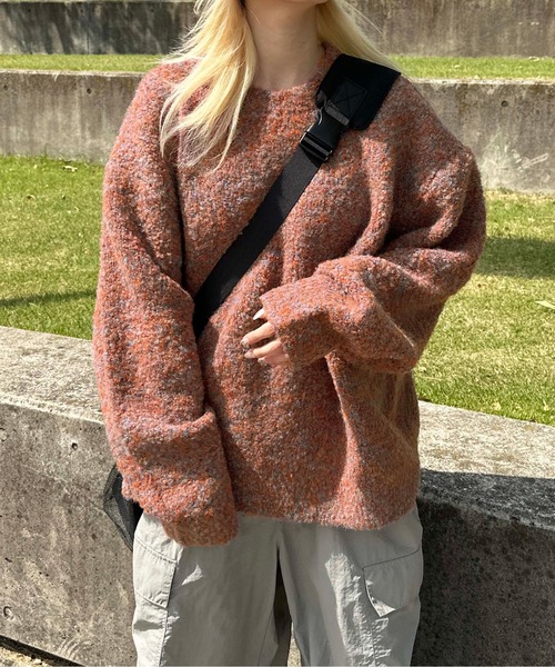 sedacle(セダクル)の「ミックスカラーブークレニット(ニット/セーター・レディース・ブラック/オレンジ/ブルー・MEDIUM/LARGE)」の17枚目の写真