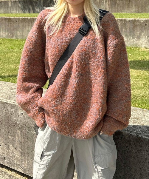 sedacle(セダクル)の「ミックスカラーブークレニット(ニット/セーター・レディース・ブラック/オレンジ/ブルー・MEDIUM/LARGE)」の18枚目の写真