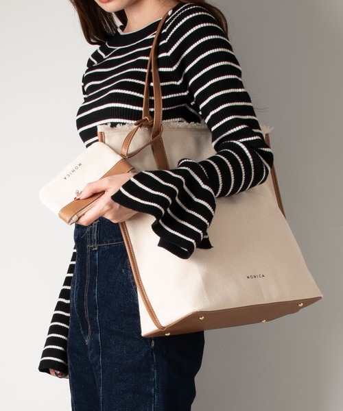 MONICA（モニカ）の「A4フリンジキャンバストート（トートバッグ・レディース・ブラック/ブラック系その他/グレイッシュベージュ/キャメル・FREE）」の4枚目の写真