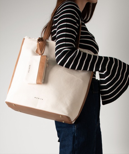 MONICA（モニカ）の「A4フリンジキャンバストート（トートバッグ・レディース・ブラック/ブラック系その他/グレイッシュベージュ/キャメル・FREE）」の8枚目の写真