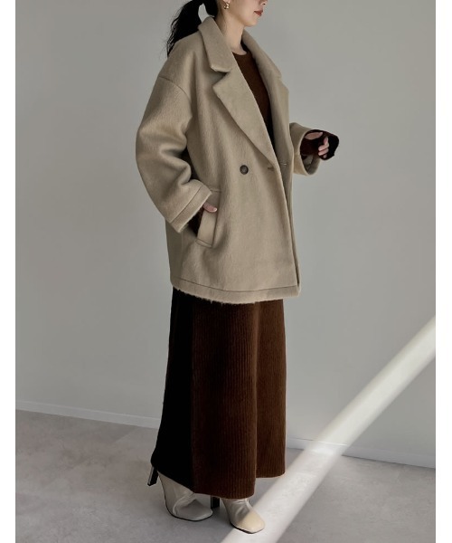 Re:EDIT（リエディ）の「[低身長サイズ有]フェイクウールシャギーダブルテーラードジャケット（テーラードジャケット・レディース・ブラック/アイボリー/チャコールグレー/グレイッシュベージュ・LARGE/SHORT/MEDIUM）」の20枚目の写真