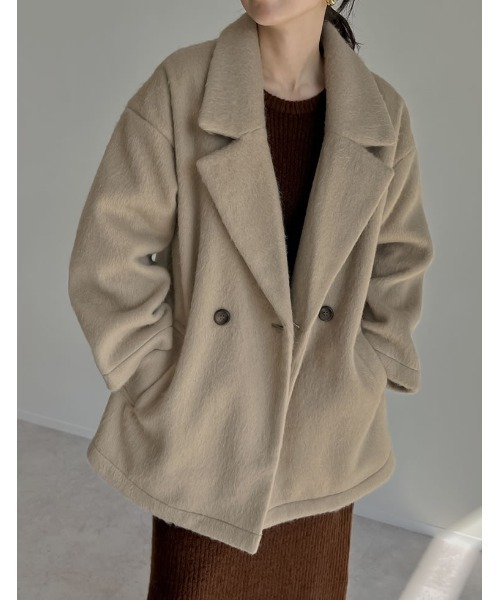 Re:EDIT（リエディ）の「[低身長サイズ有]フェイクウールシャギーダブルテーラードジャケット（テーラードジャケット・レディース・ブラック/アイボリー/チャコールグレー/グレイッシュベージュ・LARGE/SHORT/MEDIUM）」の12枚目の写真