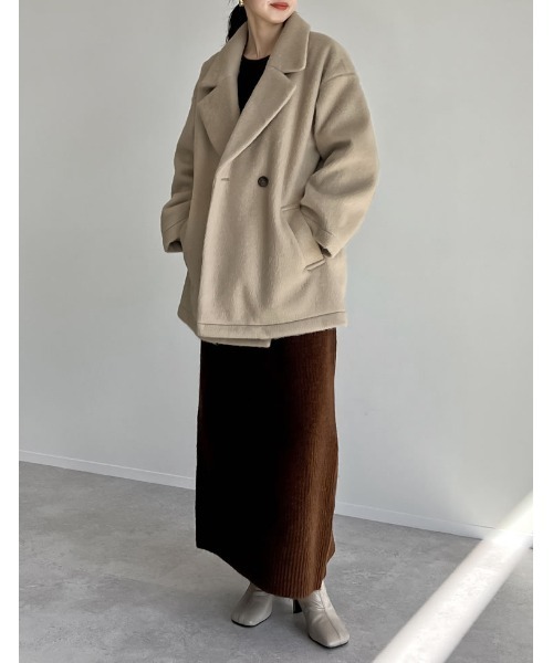 Re:EDIT（リエディ）の「[低身長サイズ有]フェイクウールシャギーダブルテーラードジャケット（テーラードジャケット・レディース・ブラック/アイボリー/チャコールグレー/グレイッシュベージュ・LARGE/SHORT/MEDIUM）」の19枚目の写真