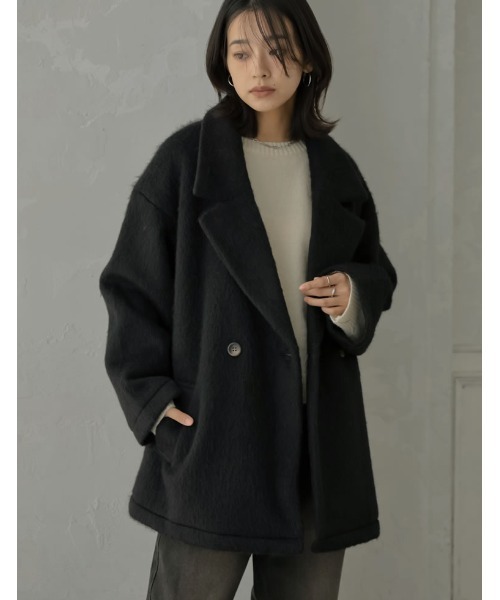 Re:EDIT（リエディ）の「[低身長サイズ有]フェイクウールシャギーダブルテーラードジャケット（テーラードジャケット・レディース・ブラック/アイボリー/チャコールグレー/グレイッシュベージュ・LARGE/SHORT/MEDIUM）」の21枚目の写真