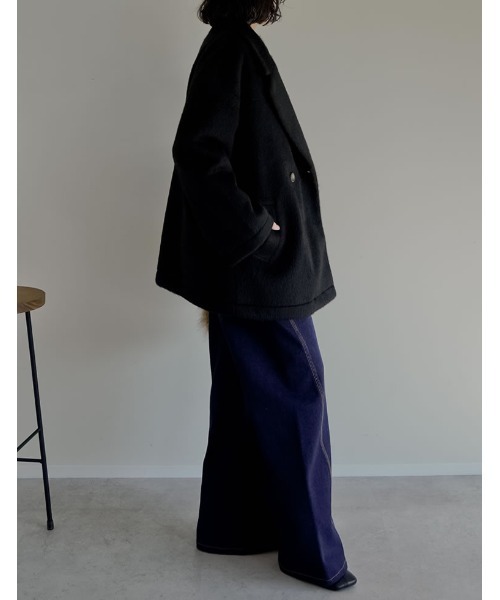 Re:EDIT（リエディ）の「[低身長サイズ有]フェイクウールシャギーダブルテーラードジャケット（テーラードジャケット・レディース・ブラック/アイボリー/チャコールグレー/グレイッシュベージュ・LARGE/SHORT/MEDIUM）」の22枚目の写真