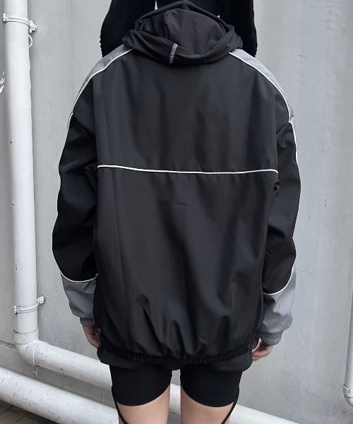 XU(エックスユー)の「ストリートファッション XU エックスユー star zipup blouson オーバーサイズ ナイロンジャケット ナイロンブルゾン ブルゾン ジップアップ ジャケット ジップジャケット 羽織(ブルゾン・レディース・ブラック・ONE SIZE)」の10枚目の写真