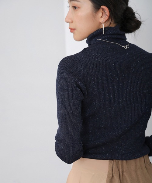 Bou Jeloud（ブージュルード）の「毛混ラメタートルネックプルオーバー（ニット/セーター・レディース・ネイビー/グレー/ブラック・FREE）」の21枚目の写真