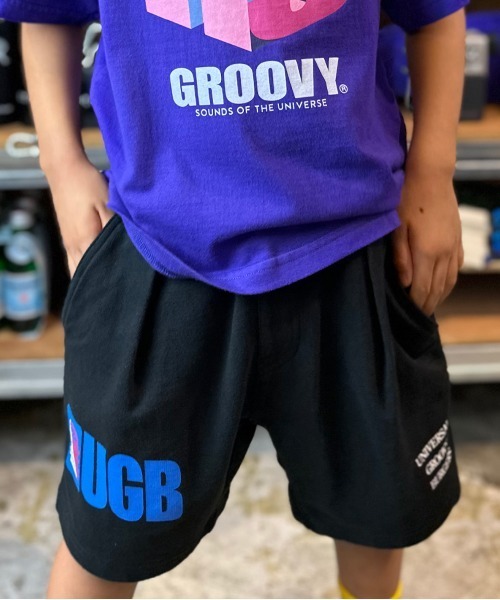GROOVY COLORS(グルービーカラーズ)の「裏毛 UGB タックショートパンツ(スウェットパンツ・キッズ・ブラック/ベージュ・120/110/90/100)」の1枚目の写真