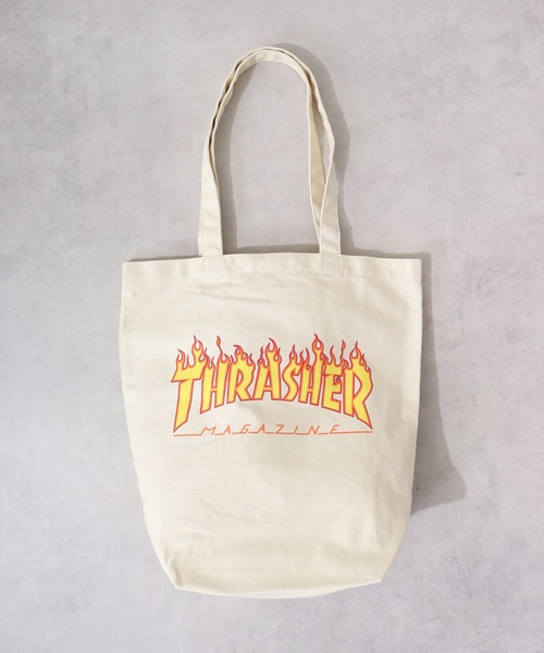THRASHER(スラッシャー)の「THRASHER FLAME PRINT TOTE(トートバッグ・メンズ・アイボリー/ブラック・FREE)」の3枚目の写真