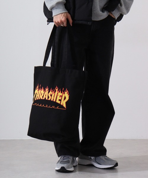 THRASHER(スラッシャー)の「THRASHER FLAME PRINT TOTE(トートバッグ・メンズ・アイボリー/ブラック・FREE)」の15枚目の写真