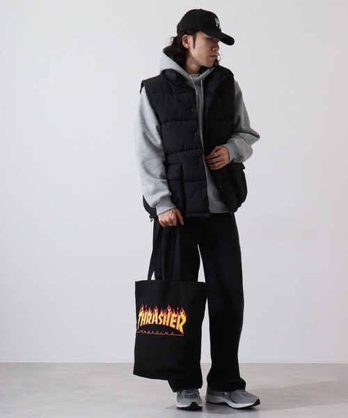 THRASHER(スラッシャー)の「THRASHER FLAME PRINT TOTE(トートバッグ・メンズ・アイボリー/ブラック・FREE)」の17枚目の写真