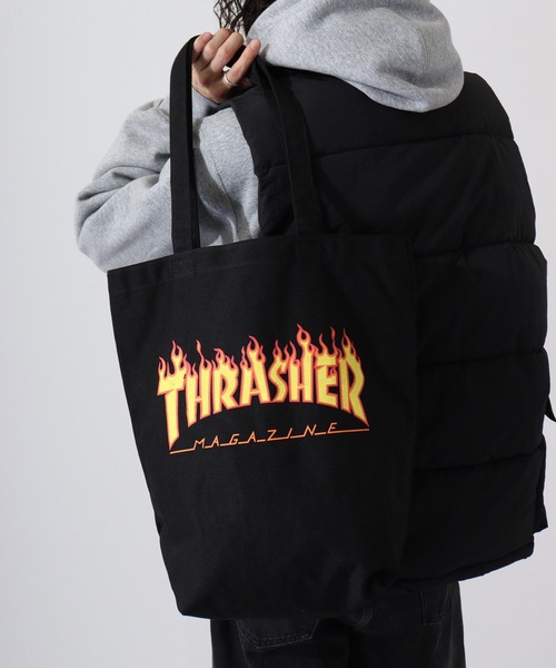 THRASHER(スラッシャー)の「THRASHER FLAME PRINT TOTE(トートバッグ・メンズ・アイボリー/ブラック・FREE)」の16枚目の写真