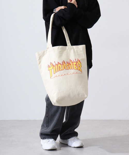THRASHER(スラッシャー)の「THRASHER FLAME PRINT TOTE(トートバッグ・メンズ・アイボリー/ブラック・FREE)」の12枚目の写真
