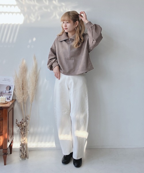 AS KNOW AS plus(アズノゥアズプラス)の「◎ゆるっとシルエットカーブパンツ セットアップ可能(デニムパンツ・レディース・ブラック/ブルー/アイボリー系/インディゴブルー・FREE)」の14枚目の写真