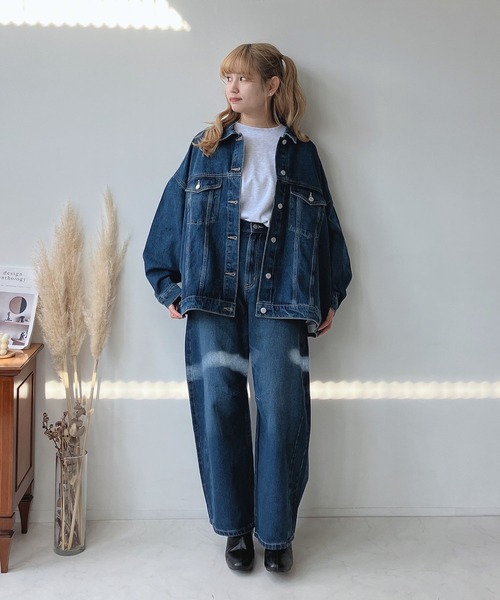 AS KNOW AS plus(アズノゥアズプラス)の「◎ゆるっとシルエットカーブパンツ セットアップ可能(デニムパンツ・レディース・ブラック/ブルー/アイボリー系/インディゴブルー・FREE)」の6枚目の写真
