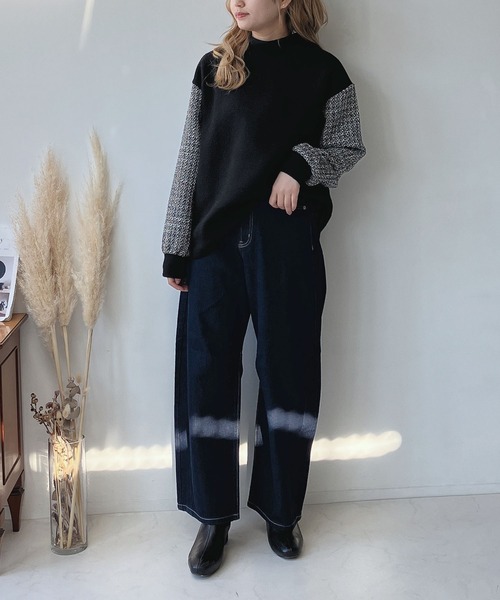 AS KNOW AS plus(アズノゥアズプラス)の「◎ゆるっとシルエットカーブパンツ セットアップ可能(デニムパンツ・レディース・ブラック/ブルー/アイボリー系/インディゴブルー・FREE)」の10枚目の写真