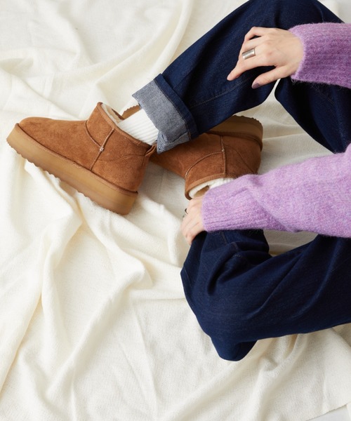 ORiental TRaffic（オリエンタルトラフィック）の「＼ 厚底 軽量 ／あったか ほっこり ムートン ブーツ /35401（ブーツ・レディース・キャメル/ブラック/ベージュ・LL/M/S/L/3L/SS）」の10枚目の写真