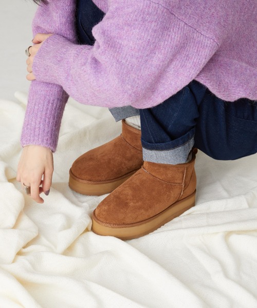 ORiental TRaffic（オリエンタルトラフィック）の「＼ 厚底 軽量 ／あったか ほっこり ムートン ブーツ /35401（ブーツ・レディース・キャメル/ブラック/ベージュ・LL/M/S/L/3L/SS）」の12枚目の写真