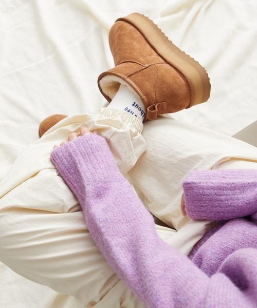 ORiental TRaffic（オリエンタルトラフィック）の「＼ 厚底 軽量 ／あったか ほっこり ムートン ブーツ /35401（ブーツ・レディース・キャメル/ブラック/ベージュ・LL/M/S/L/3L/SS）」の14枚目の写真