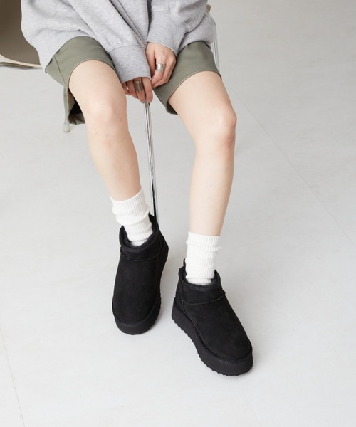 ORiental TRaffic（オリエンタルトラフィック）の「＼ 厚底 軽量 ／あったか ほっこり ムートン ブーツ /35401（ブーツ・レディース・キャメル/ブラック/ベージュ・LL/M/S/L/3L/SS）」の22枚目の写真