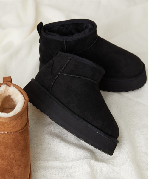 ORiental TRaffic（オリエンタルトラフィック）の「＼ 厚底 軽量 ／あったか ほっこり ムートン ブーツ /35401（ブーツ・レディース・キャメル/ブラック/ベージュ・LL/M/S/L/3L/SS）」の4枚目の写真