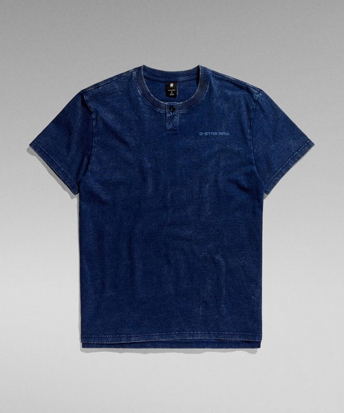 G-STAR（ジースター）の「INDIGO HENLEY T-SHIRT/インディゴヘンリーT（Tシャツ/カットソー・メンズ・ダークインディゴブルー・SMALL/MEDIUM/LARGE/X-SMALL/X-LARGE）」の5枚目の写真