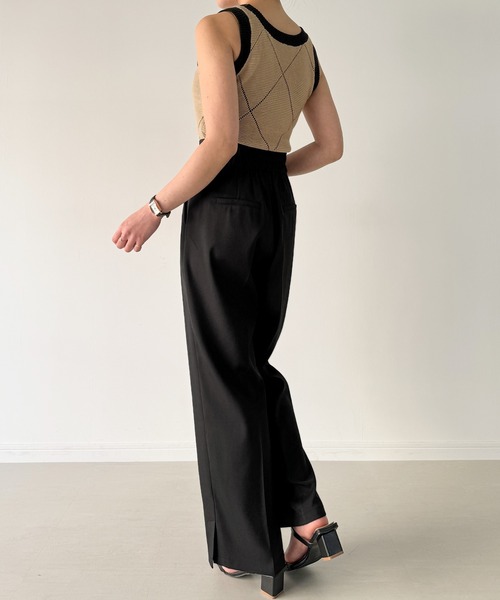 JUNOAH（ジュノア）の「ダイヤ透かし柄ニットタンクトップ（タンクトップ・レディース・アイボリー/ブラック/ベージュ・MEDIUM）」の8枚目の写真