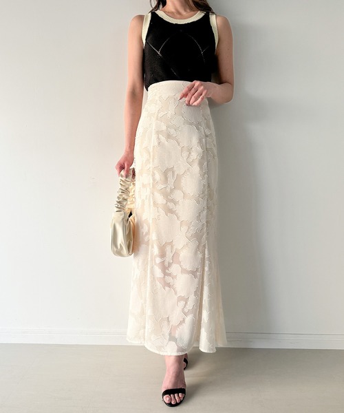 JUNOAH（ジュノア）の「ダイヤ透かし柄ニットタンクトップ（タンクトップ・レディース・アイボリー/ブラック/ベージュ・MEDIUM）」の18枚目の写真