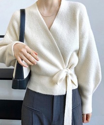 ニットトップス カシュクールニット 韓国